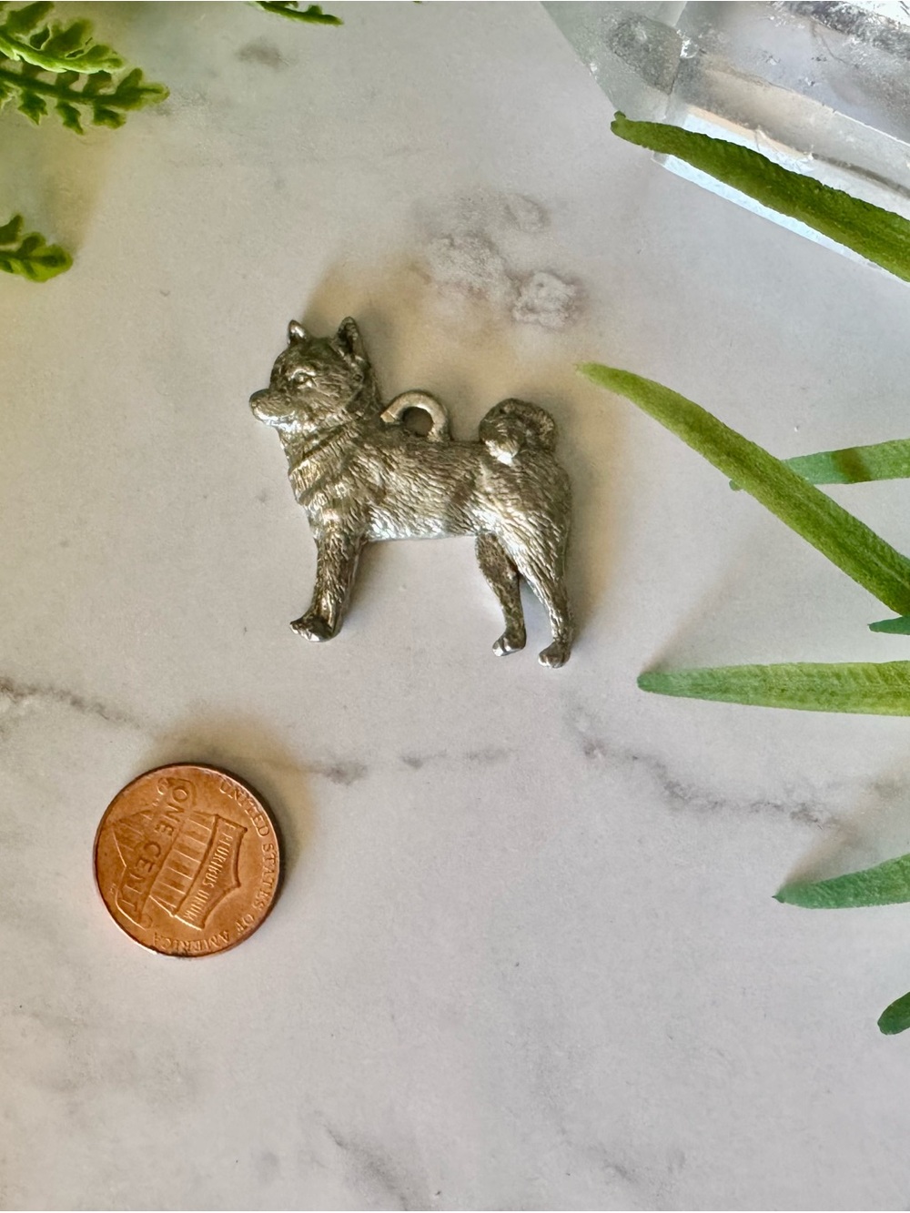 Silver Shiba Inu, Dog Pendant Charm - Jewelry